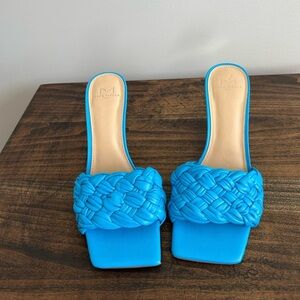 Marc Fisher LTD Draya Leather Square Toe Heel Sandals, Size 8.5